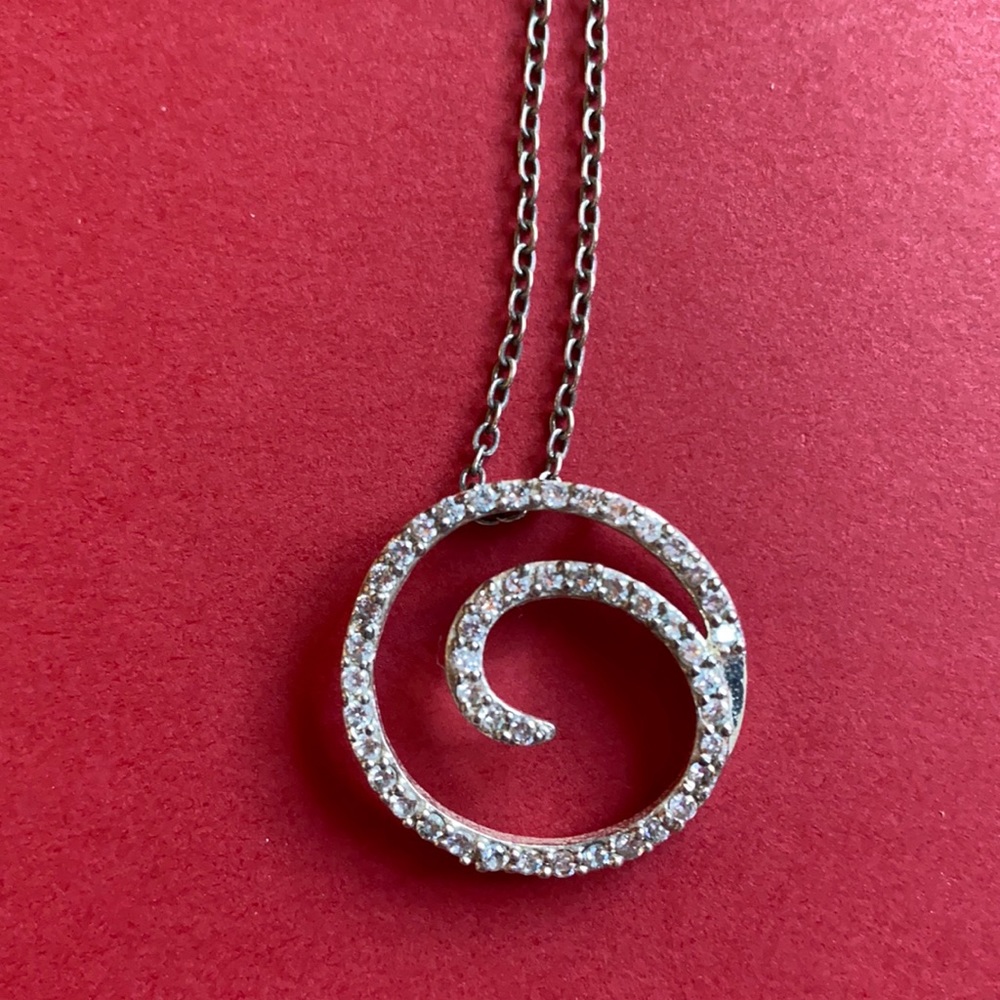 18 inch silver tone and crystal necklace.